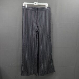 Ann Taylor Womens Dress Pants 6 Gray Stripe Wide Leg Preppy Academia Retro